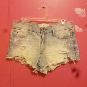 Hollister High Waisted Light Wash Shorts